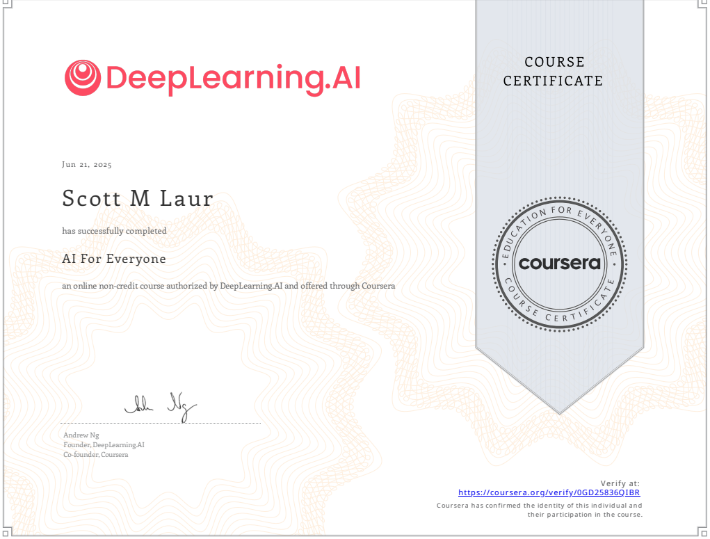 AI for Everyone certificate